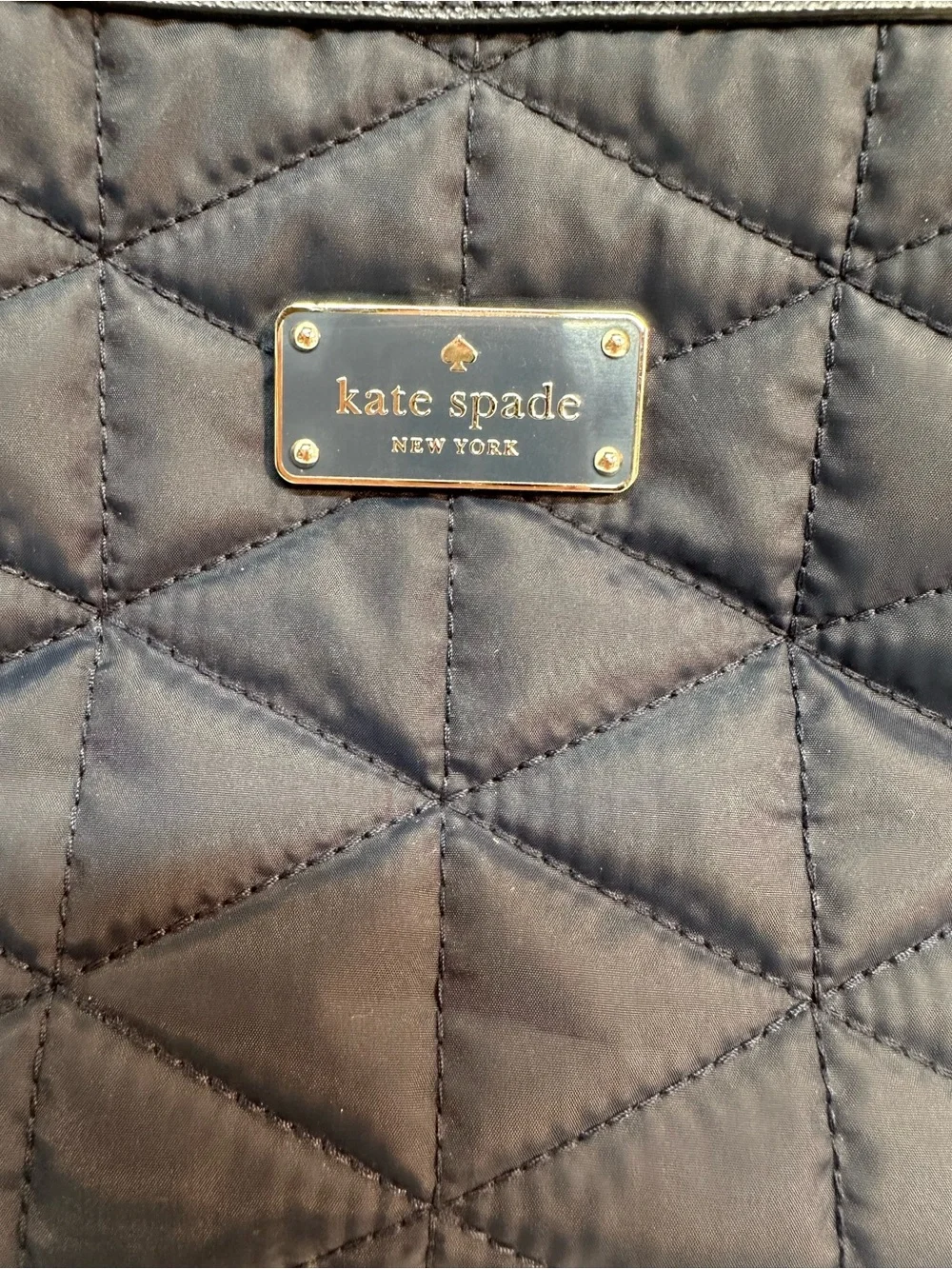 Kate Spade New York Black Quilted Nylon Cosmetic Makeup Travel Pouch Bag OS